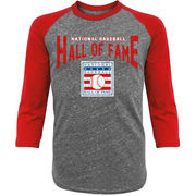 Baseball Hall of Fame Majestic Threads Walk Off 3/4 Sleeve Raglan T-Shirt - Gray/Red
