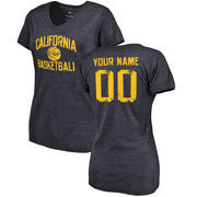Cal Bears Women's Personalized Distressed Basketball Tri-Blend V-Neck T-Shirt - Navy
