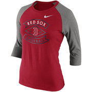 Boston Red Sox Nike Women's Tri-Blend Raglan Three-Quarter Sleeve T-Shirt - Red