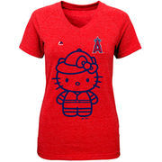 Los Angeles Angels Majestic Youth Girls Hello Kitty V-Neck Tri-Blend T-Shirt - Red