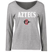 San Diego State Aztecs Women's Proud Mascot Long Sleeve T-Shirt - Ash