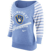 Milwaukee Brewers Nike Women's Cooperstown Collection Gym Vintage Sweatshirt - Light Blue
