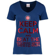 Chicago Cubs 5th & Ocean by New Era Women's Keep Calm Rivalry T-Shirt - Royal