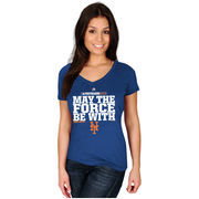 New York Mets Majestic Women's May The Force Be With You Tee - Royal