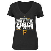 Pittsburgh Pirates Majestic Women's May The Force Be With You V-Neck T-Shirt - Black