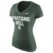 Michigan State Spartans Nike Women's Mid V-Neck Tri-Blend T-Shirt - Green