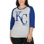 Kansas City Royals Majestic Women's Plus Size Winning Team Raglan T-Shirt - Gray/Royal