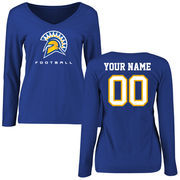 San Jose State Spartans Women's Personalized Football Long Sleeve T-Shirt - Royal