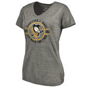 Pittsburgh Penguins Women's Hometown Collection We Walk Together Tri-Blend V-Neck T-Shirt - Ash