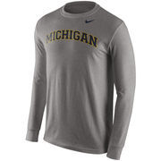 Michigan Wolverines Nike Wordmark Long Sleeve T-Shirt - Heathered Gray