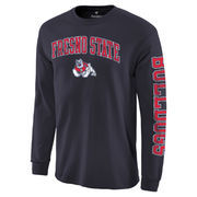Fresno State Bulldogs Fanatics Branded Distressed Arch Over Logo Long Sleeve Hit T-Shirt - Navy