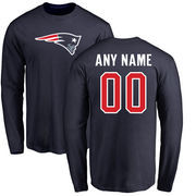 New England Patriots NFL Pro Line Any Name & Number Logo Personalized Long Sleeve T-Shirt - Navy