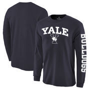Yale Bulldogs Fanatics Branded Distressed Arch Over Logo Long Sleeve Hit T-Shirt - Navy