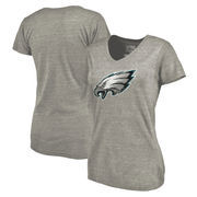 Philadelphia Eagles NFL Pro Line by Fanatics Branded Women's Primary Logo Tri-Blend V-Neck T-Shirt - Gray