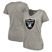 Oakland Raiders NFL Pro Line by Fanatics Branded Women's Primary Logo Tri-Blend V-Neck T-Shirt - Gray