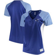 Kansas City Royals Majestic Women's Plus Size League Diva Henley Performance T-Shirt - Royal/Light Blue