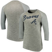 Atlanta Braves Majestic Threads Tri-Yarn French Terry 3/4-Sleeve Raglan T-Shirt - Gray