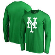 New York Mets Fanatics Branded St. Patrick's Day White Logo Long Sleeve T-Shirt - Kelly Green