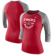 Arizona Diamondbacks Nike Women's Tri-Blend Raglan 3/4-Sleeve T-Shirt – Heathered Red