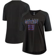 New York Giants Majestic Women's Plus Size Team Logo Half-Sleeve Raglan V-Neck T-Shirt - Charcoal/Heathered Gray