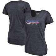 New England Patriots NFL Pro Line by Fanatics Branded Women's Spangled Script Tri-Blend T-Shirt - Navy