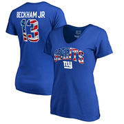 Odell Beckham Jr New York Giants NFL Pro Line by Fanatics Branded Women's Banner Wave Name & Number T-Shirt - Royal