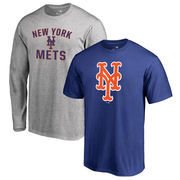 New York Mets Fanatics Branded Big & Tall Short Sleeve and Long Sleeve T-Shirt Gift Bundle - Royal/Heathered Gray