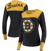 Boston Bruins Touch by Alyssa Milano Women's Blindside Thermal Long Sleeve Tri-Blend T-Shirt – Black