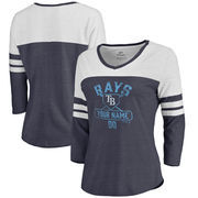Tampa Bay Rays Fanatics Branded Women's Personalized Base Runner Tri-Blend Three-Quarter Sleeve T-Shirt - Navy
