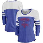 Texas Rangers Fanatics Branded Women's Personalized Base Runner Tri-Blend Three-Quarter Sleeve T-Shirt - Royal