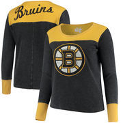 Boston Bruins Touch by Alyssa Milano Women's Plus Size Blindside Tri-Blend Long Sleeve Thermal T-Shirt - Black/Gold