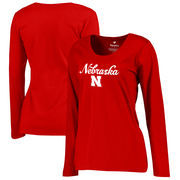 Nebraska Cornhuskers Fanatics Branded Women's Plus Sizes Freehand Long Sleeve T-Shirt - Red