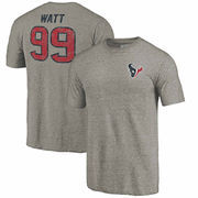 J.J. Watt Houston Texans NFL Pro Line by Fanatics Branded Icon Tri-Blend Player Name & Number T-Shirt - Heathered Gray