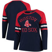 Boston Red Sox Fanatics Branded Women's Plus Size Iconic Raglan Long Sleeve T-Shirt - Navy/Red