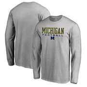 Michigan Wolverines Fanatics Branded True Sport Football Long Sleeve T-Shirt - Heathered Gray