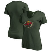 Minnesota Wild Fanatics Branded Women's Splatter Logo V-Neck T-Shirt - Green