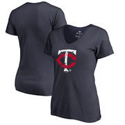 Minnesota Twins Fanatics Branded Women's Splatter Logo V-Neck T-Shirt - Navy