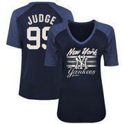 Aaron Judge New York Yankees Majestic Women's Plus Size Name & Number 3/4-Sleeve Raglan T-Shirt - Navy