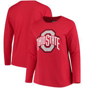 Ohio State Buckeyes Women's Plus Size Scoop Neck Long Sleeve T-Shirt – Red
