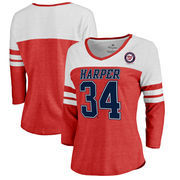 Bryce Harper Washington Nationals Fanatics Branded Women's Ace Name & Number 3/4-Sleeve V-Neck T-Shirt - Red/White