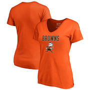 Cleveland Browns NFL Pro Line by Fanatics Branded Women's Vintage Team Lockup Plus Size V-Neck T-Shirt - Orange