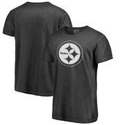 Pittsburgh Steelers NFL Pro Line by Fanatics Branded White Logo Shadow Washed T-Shirt - Black