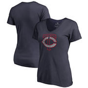 Minnesota Twins Fanatics Branded Women's Static Logo V-Neck T-Shirt - Navy