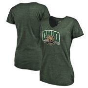 Ohio Bobcats Women's Classic Primary Tri-Blend V-Neck T-Shirt - Green