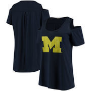 Michigan Wolverines Women's Cold Shoulder Flowy Tri-Blend T-Shirt – Navy