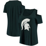 Michigan State Spartans Women's Cold Shoulder Flowy Tri-Blend T-Shirt – Green