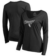 Chicago White Sox Fanatics Branded Women's Team Lockup Slim Fit Long Sleeve V-Neck T-Shirt - Black