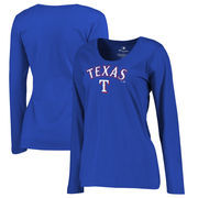 Texas Rangers Fanatics Branded Women's Plus Size Team Lockup Long Sleeve T-Shirt - Royal