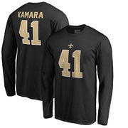 Alvin Kamara New Orleans Saints NFL Pro Line by Fanatics Branded Authentic Stack Name & Number Long Sleeve T-Shirt – Black