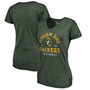 Green Bay Packers NFL Pro Line by Fanatics Branded Women's Timeless Collection Vintage Arch Tri-Blend V-Neck T-Shirt - Green